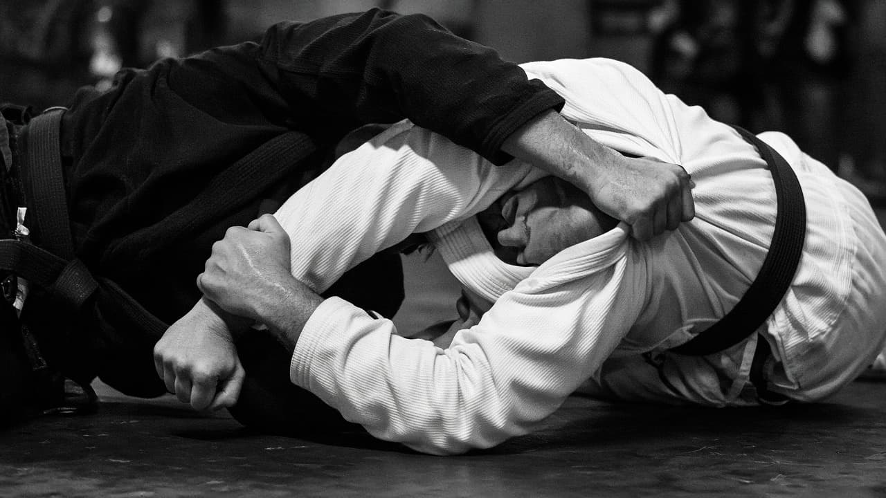 Two fighters rolling on the mat